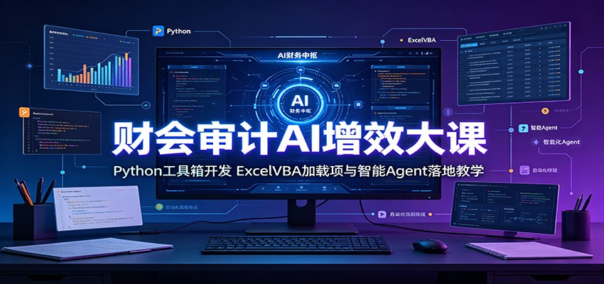 财会审计AI增效大课：Python工具箱开发，ExcelVBA加载项与智能Agent落地教学-柒染云阁