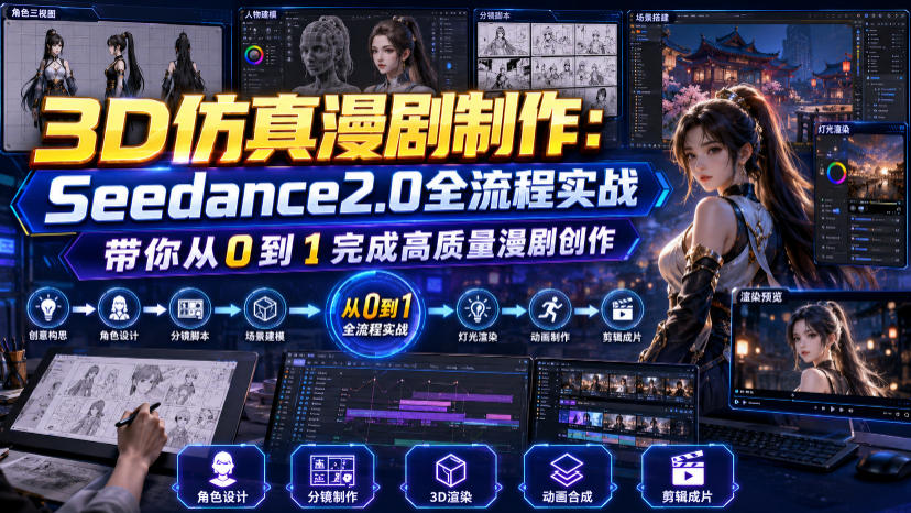 3D仿真漫剧制作：Seedance2.0全流程实战，带你从0到1完成高质量漫剧创作-柒染云阁