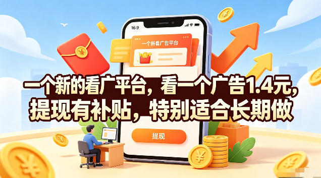 一个新的看广平台，看一个广告1.4元，提现有补贴，特别适合长期做【揭秘】-柒染云阁