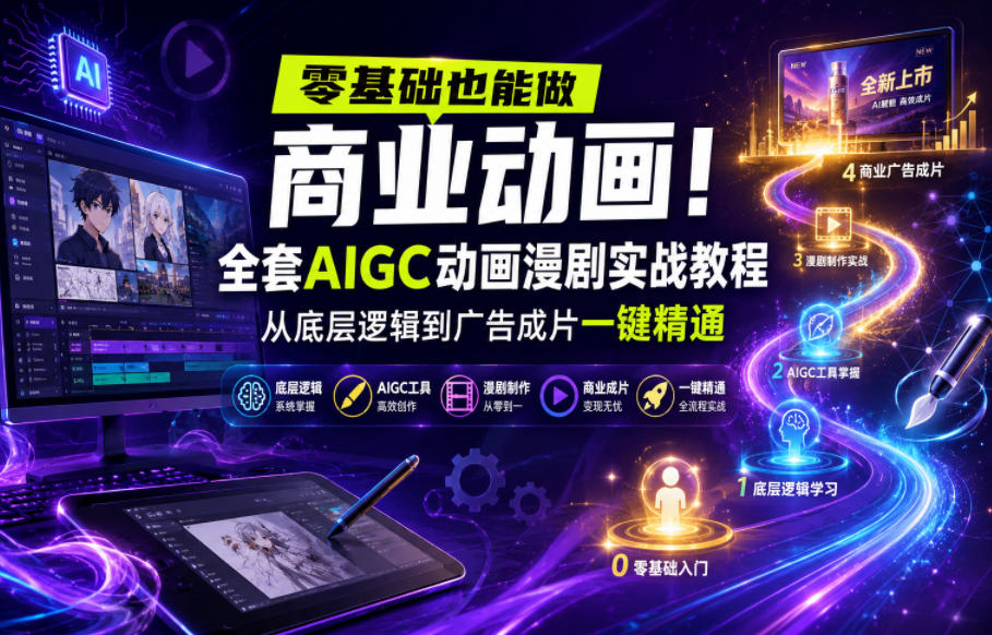 零基础也能做商业动画！全套AIGC动画漫剧实战教程，从底层逻辑到广告成片一键精通(更新0715)-柒染云阁