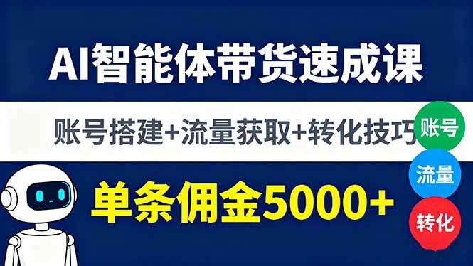 AI智能体带货速成课，账号搭建+流量获取+转化技巧，单条佣金5000+-柒染云阁