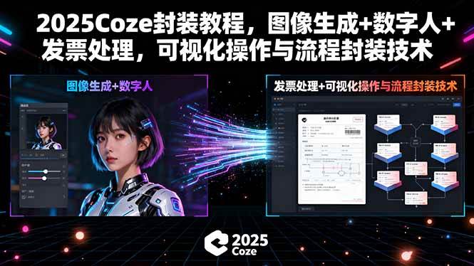 2025Coze封装教程，图像生成+数字人+发票处理，可视化操作与流程封装技术-柒染云阁