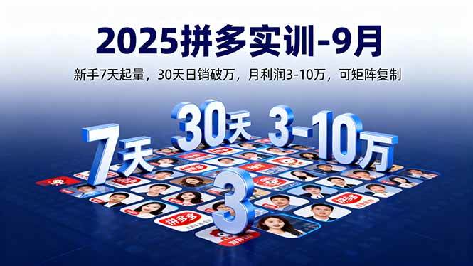 2025拼多多实训-9月：新手7天起量,30天日销破万,月利润3-10万,可矩阵复制-柒染云阁