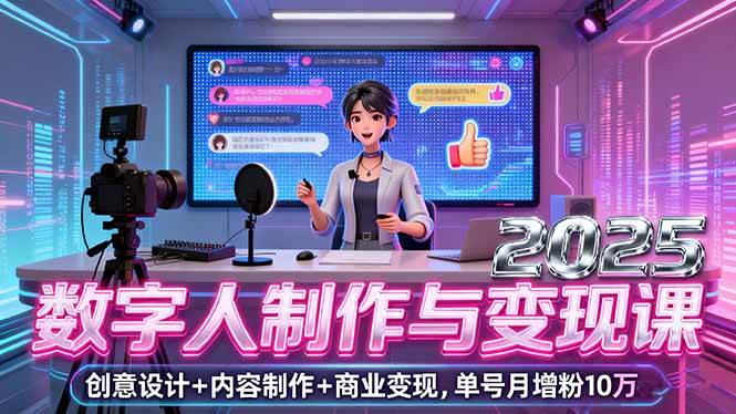 2025数字人制作与变现课，创意设计+内容制作+商业变现，单号月增粉10万+-柒染云阁