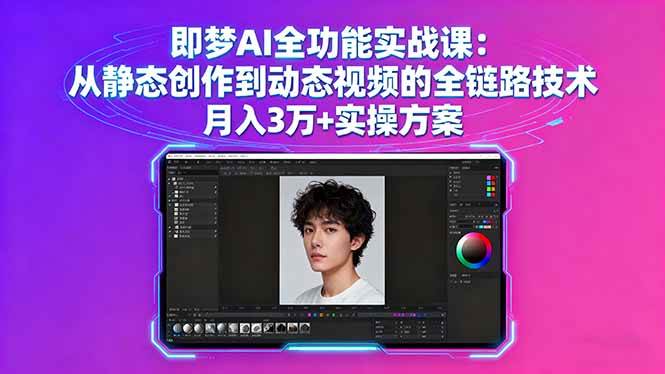 即梦AI全功能实战课：从静态创作到动态视频的全链路技术 月入3万+实操方案-柒染云阁
