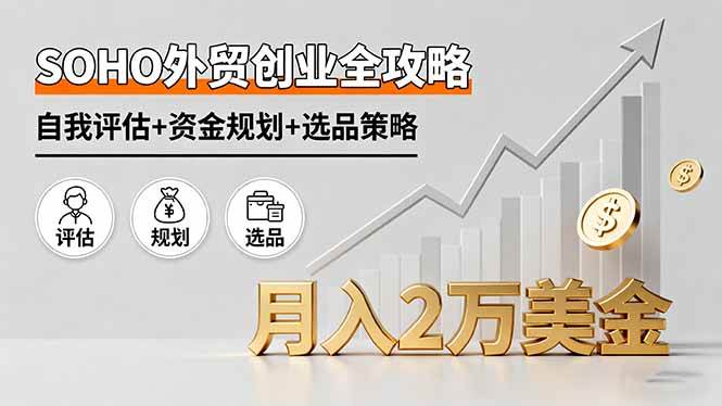 SOHO外贸创业全攻略，自我评估+资金规划+选品策略，月入2万美金-柒染云阁