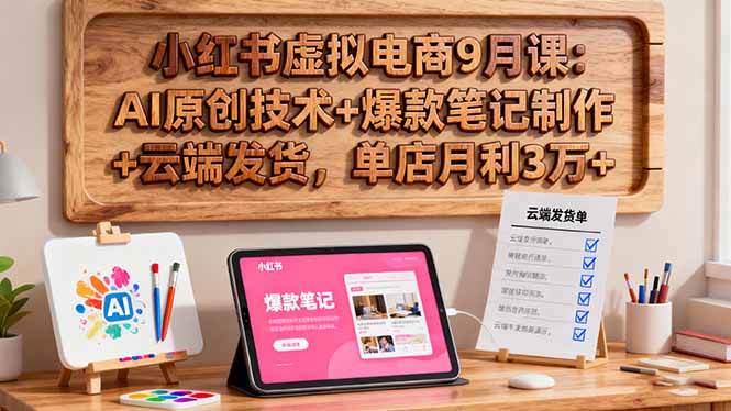 小红书虚拟电商9月课：AI原创技术+爆款笔记制作+云端发货，单店月利3万+-柒染云阁