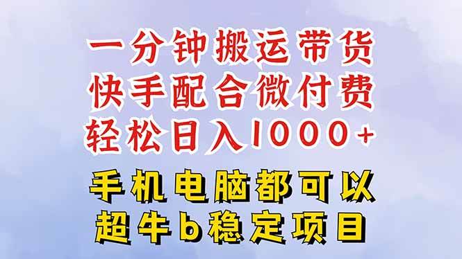 快手黑科技一分钟搬运带货,一刀不剪过原创,微付费投流玩法,轻松日入…-柒染云阁
