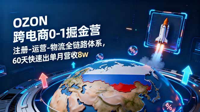 OZON跨境电商0-1掘金营：注册-运营-物流全链路体系，60天快速出单月营收8w-柒染云阁