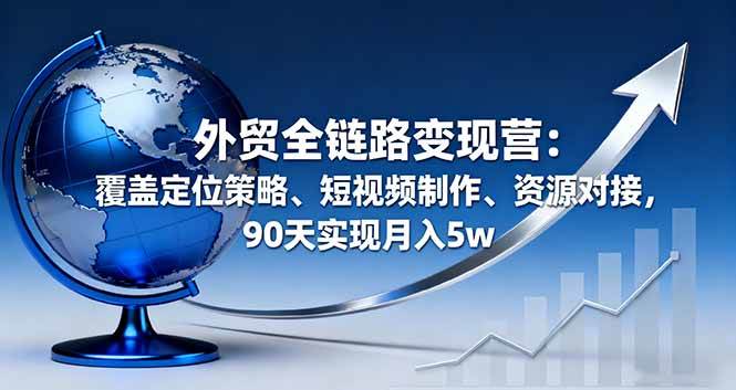 外贸全链路变现营：覆盖定位策略、短视频制作、资源对接，90天实现月入5w-柒染云阁