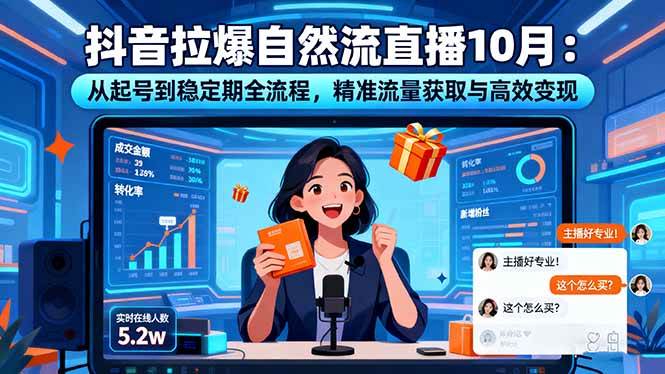 抖音拉爆自然流直播10月：从起号到稳定期全流程，精准流量获取与高效变现-柒染云阁