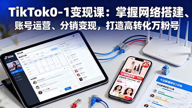 TikTok0-1变现课：掌握网络搭建、账号运营、分销变现，打造高转化万粉号-柒染云阁
