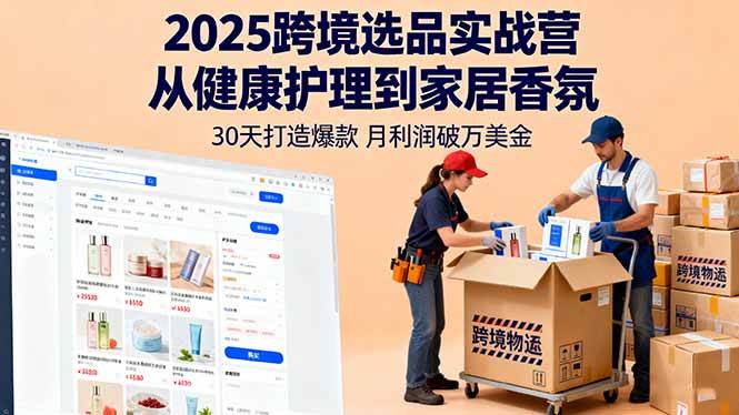 2025跨境选品实战营：从健康护理到家居香氛，30天打造爆款,月利润破万美金-柒染云阁