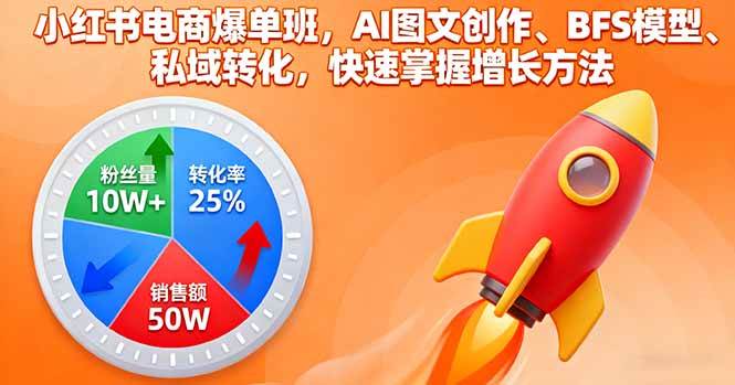 小红书电商爆单班，AI图文创作、BFS模型、私域转化，快速掌握增长方法-柒染云阁