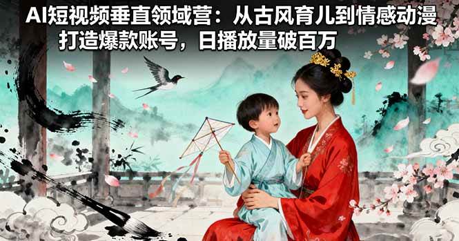 AI短视频垂直领域营：从古风育儿到情感动漫，打造爆款账号,日播放量破百万-柒染云阁