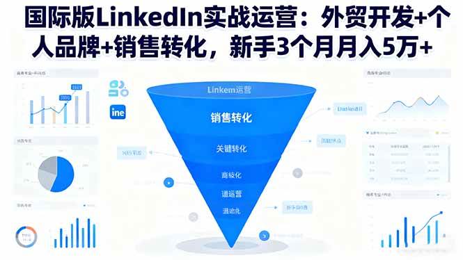 国际版LinkedIn实战运营：外贸开发+个人品牌+销售转化，新手3个月月入5万+-柒染云阁