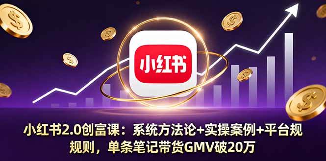 小红书2.0创富课：系统方法论+实操案例+平台规则，单条笔记带货GMV破20万-柒染云阁