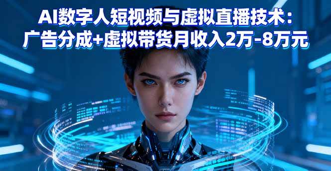 AI数字人短视频与虚拟直播技术：广告分成+虚拟带货月收入2万-8万元-柒染云阁