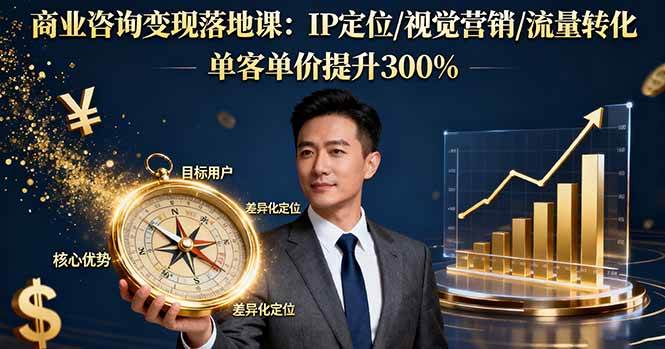 商业咨询变现落地课：IP定位/视觉营销/流量转化，单客单价提升300%-柒染云阁