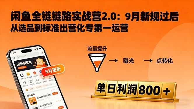 闲鱼变现课3.0：掌握链接优化、流量提升、商业变现，单日利润800+-柒染云阁