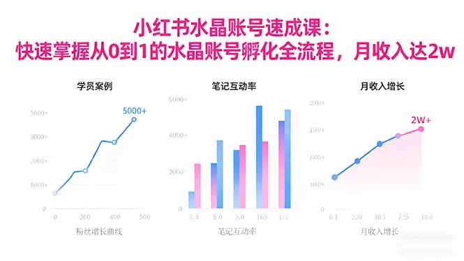 2025小红书水晶账号速成课：快速掌握从0-1水晶账号孵化全流程，月收入达2w-柒染云阁