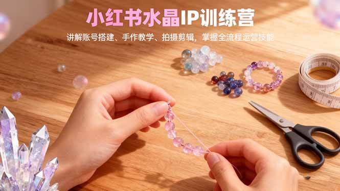 小红书水晶IP训练营，讲解账号搭建、手作教学、拍摄剪辑，全流程运营技能-柒染云阁