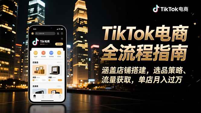 TikTok电商全流程指南，涵盖店铺搭建、选品策略、流量获取，单店月入过万-柒染云阁