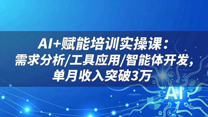 AI+赋能培训实操课：需求分析/工具应用/智能体开发，单月收入突破3万-柒染云阁