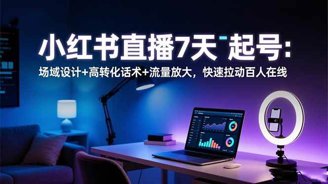 小红书直播7天起号：场域设计+高转化话术+流量放大，快速拉动百人在线-柒染云阁