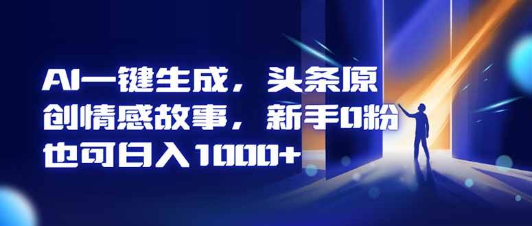 AI一键生成，头条原创情感故事，新手0粉也可日入1000+-柒染云阁