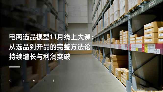电商选品模型11月线上大课：从选品到开品的完整方法论 持续增长与利润突破-柒染云阁