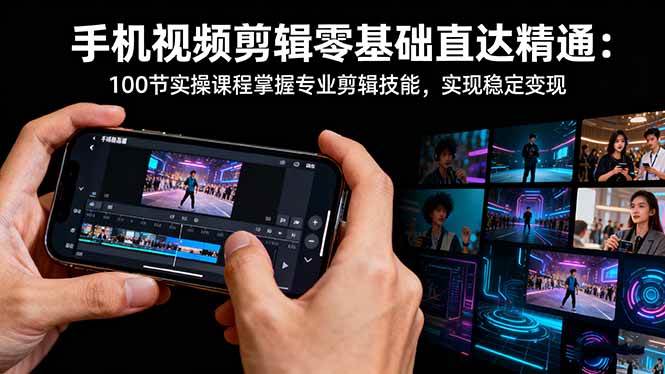 手机视频剪辑零基础直达精通：100节实操课程掌握专业剪辑技能，实现稳…-柒染云阁