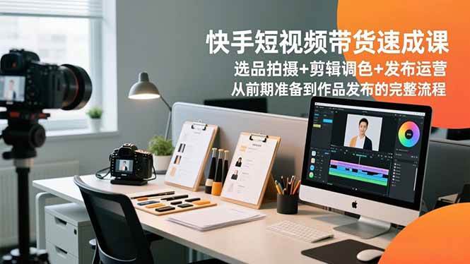 快手短视频带货速成课，选品拍摄+剪辑调色+发布运营，从前期准备到作品发布的完整流程-柒染云阁