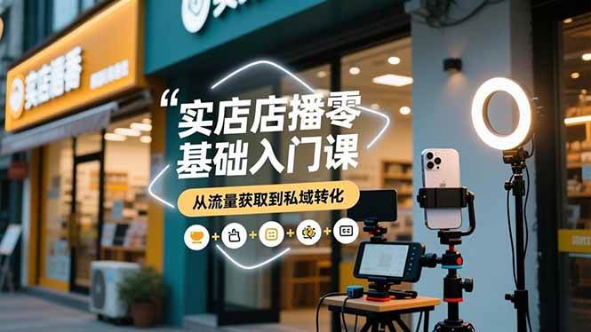 实体店播零基础入门课，实体店+短视频+直播+微信生态+私域社群，从流量获取到私域转化-柒染云阁