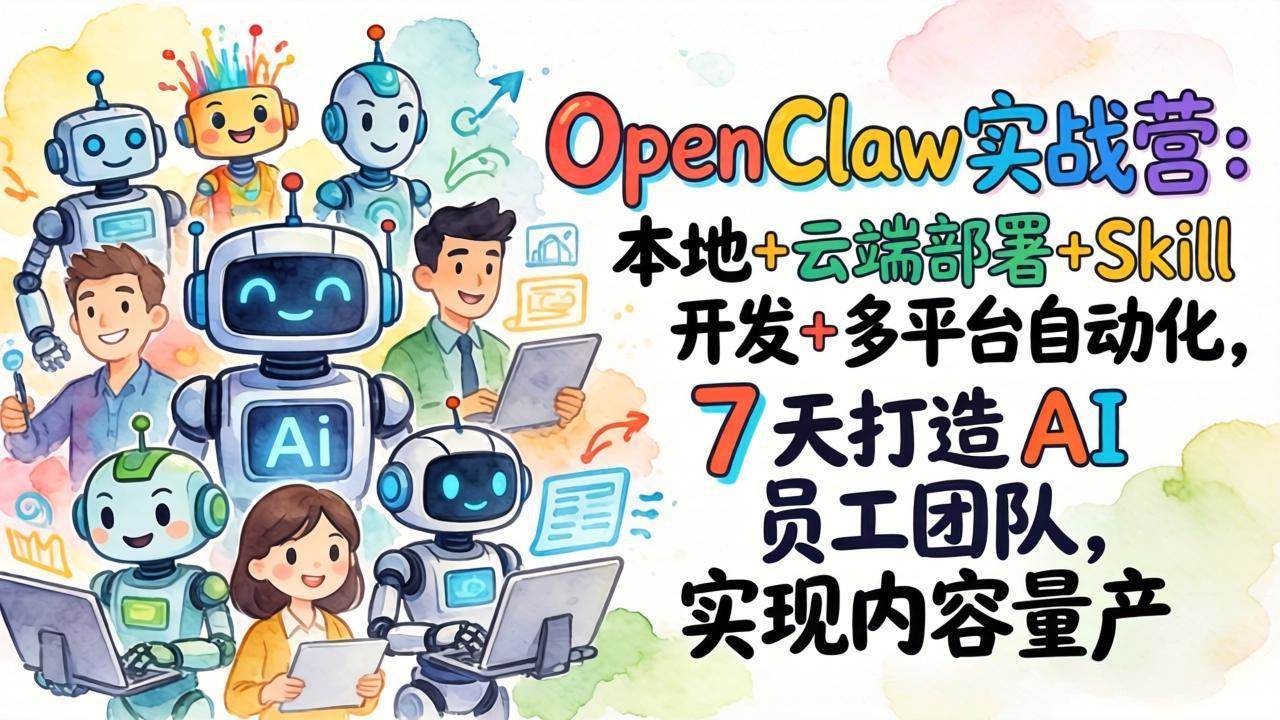 OpenClaw实战营-更新：本地+云端部署+Skill开发+多平台自动化，7天打造AI员工团队+实现内容量产-柒染云阁