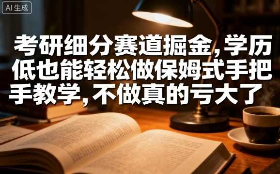 考研细分赛道掘金，日入1k+，学历低也能轻松做保姆式手把手教学，不做真的亏大了【揭秘】-柒染云阁