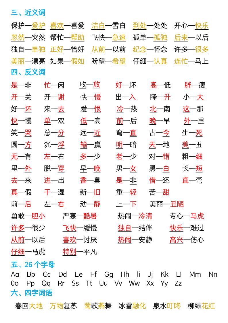 图片[2]-新版一年级语文下册全册重点知识总结-7页-柒染云阁
