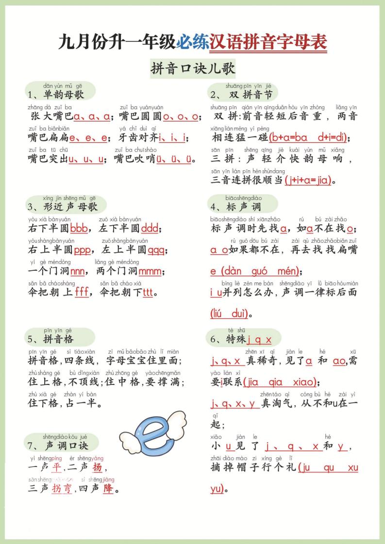图片[2]-幼小衔接！语文九月份升一年级必练汉语拼音-声母-柒染云阁